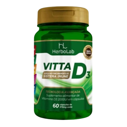 Vitta D3 (colecalciferol 2000 Ui) 60 Cápsulas 373mg - Sabor Sem Sabor - Herbolab