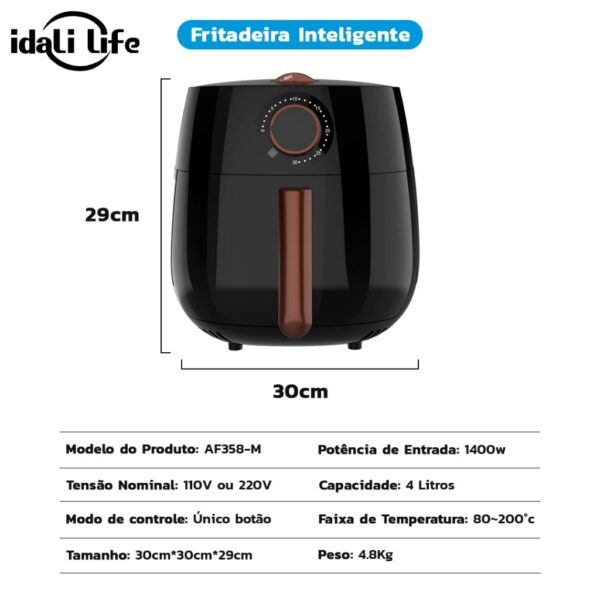 Air Fryer Fritadeira Elétrica 4L Sem Óleo 1400w - Shopee - Image 3